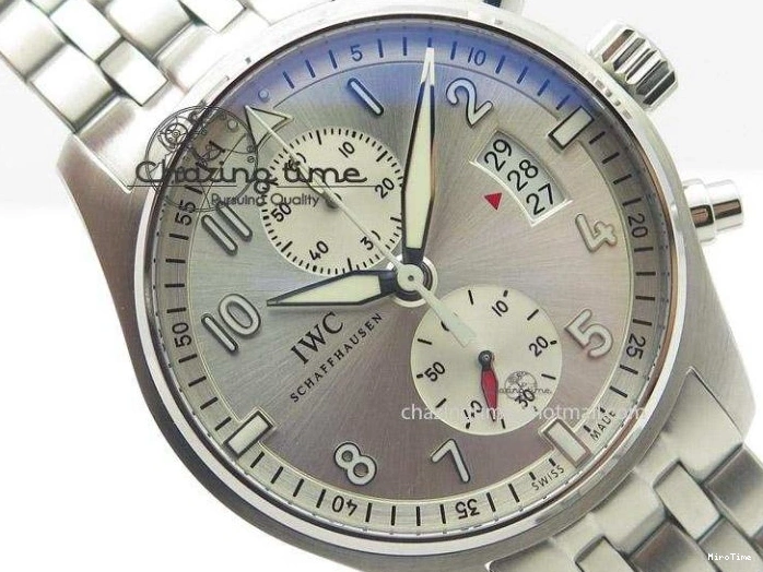 MIROTIME 0118 Pilot Chrono SS IW387809 ZF 1:1 Best Edition Silver Dial On SS Bracelet A Trendsetting 7327